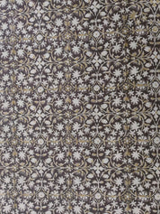 Block Print Linen Fabric, Mahalakshmi  Chocolate Brown Hand Block Linen Fabric, 100% Natural Thick Linen, Best For Cushion Cover Fabric, Sofa/Chair Upholstery