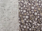 Block Print Linen Fabric, Mahalakshmi  Chocolate Brown Hand Block Linen Fabric, 100% Natural Thick Linen, Best For Cushion Cover Fabric, Sofa/Chair Upholstery
