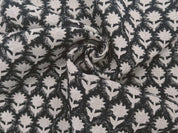 Block Print Linen Fabric, Pankhudi Black Floral Block Print Linen Fabric, Fabric By The Yard, Cushion Pillow Cover Sewing Cotton, Upholstery