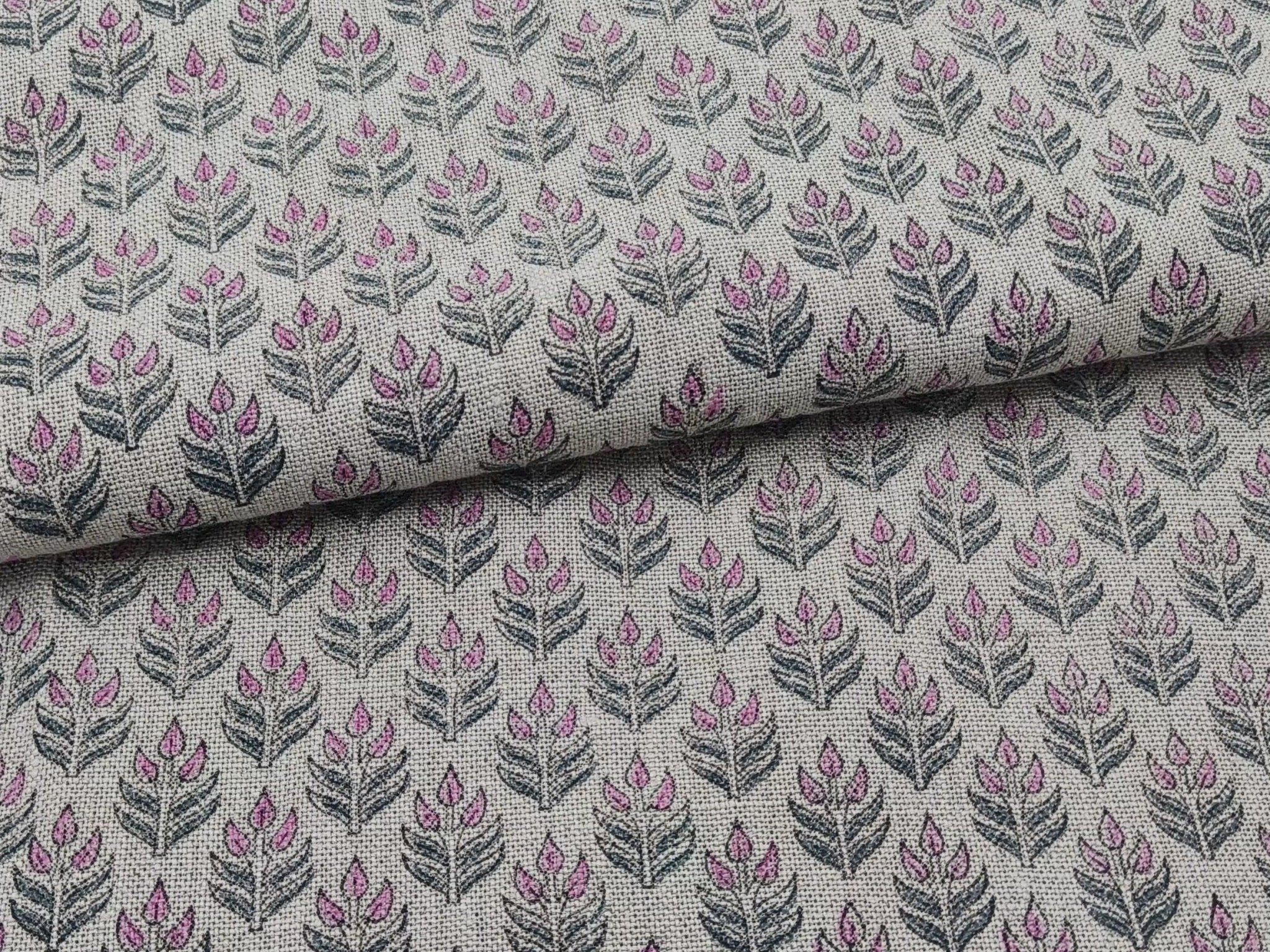 Alia Pink Home Decor Linen,Block Print Fabric,58"Linen By The Yard,Thick 360 Gsm Linen Perfect For Cushion Cover,Upholstery, Curtains