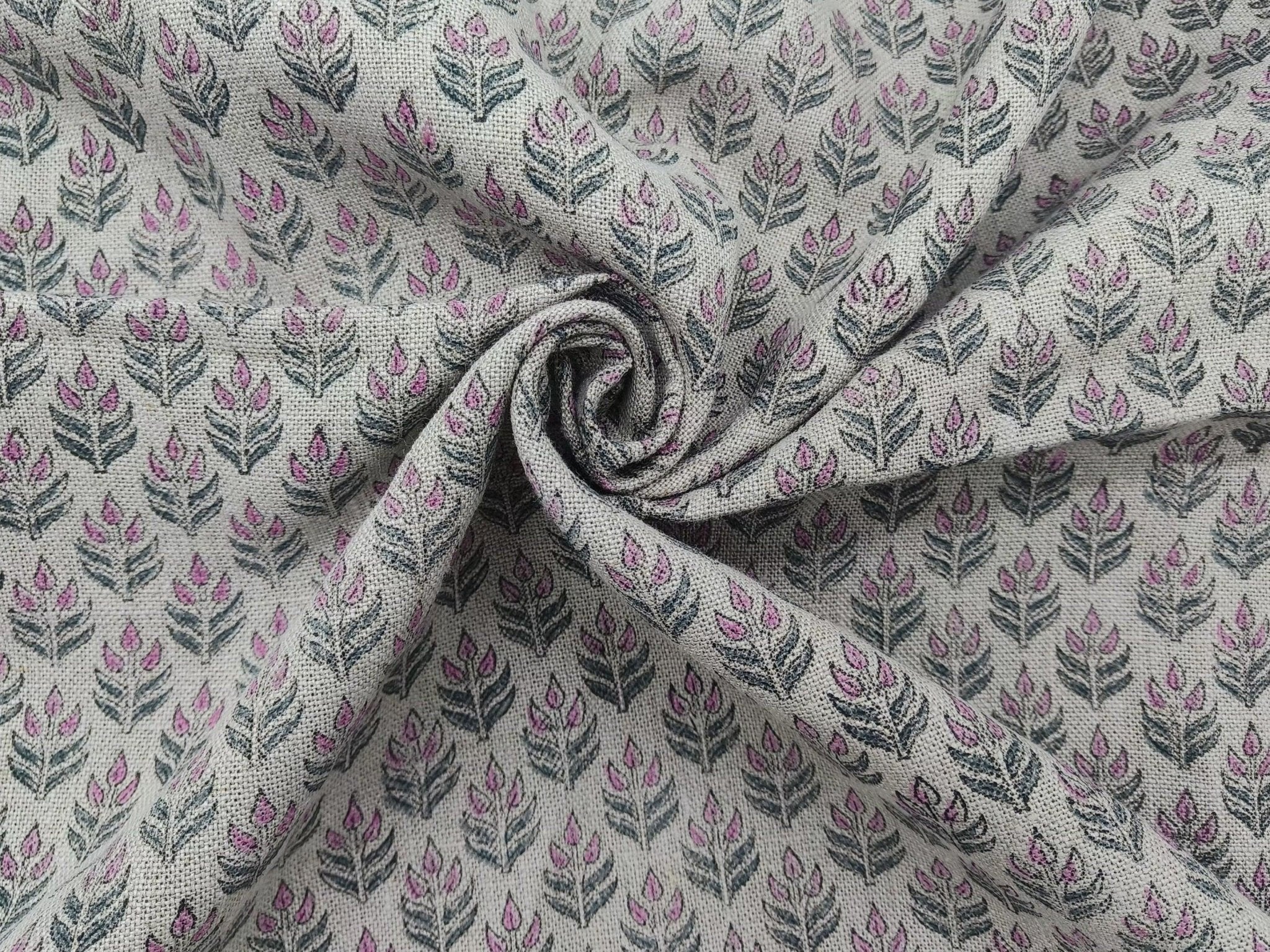 Alia Pink Home Decor Linen,Block Print Fabric,58"Linen By The Yard,Thick 360 Gsm Linen Perfect For Cushion Cover,Upholstery, Curtains