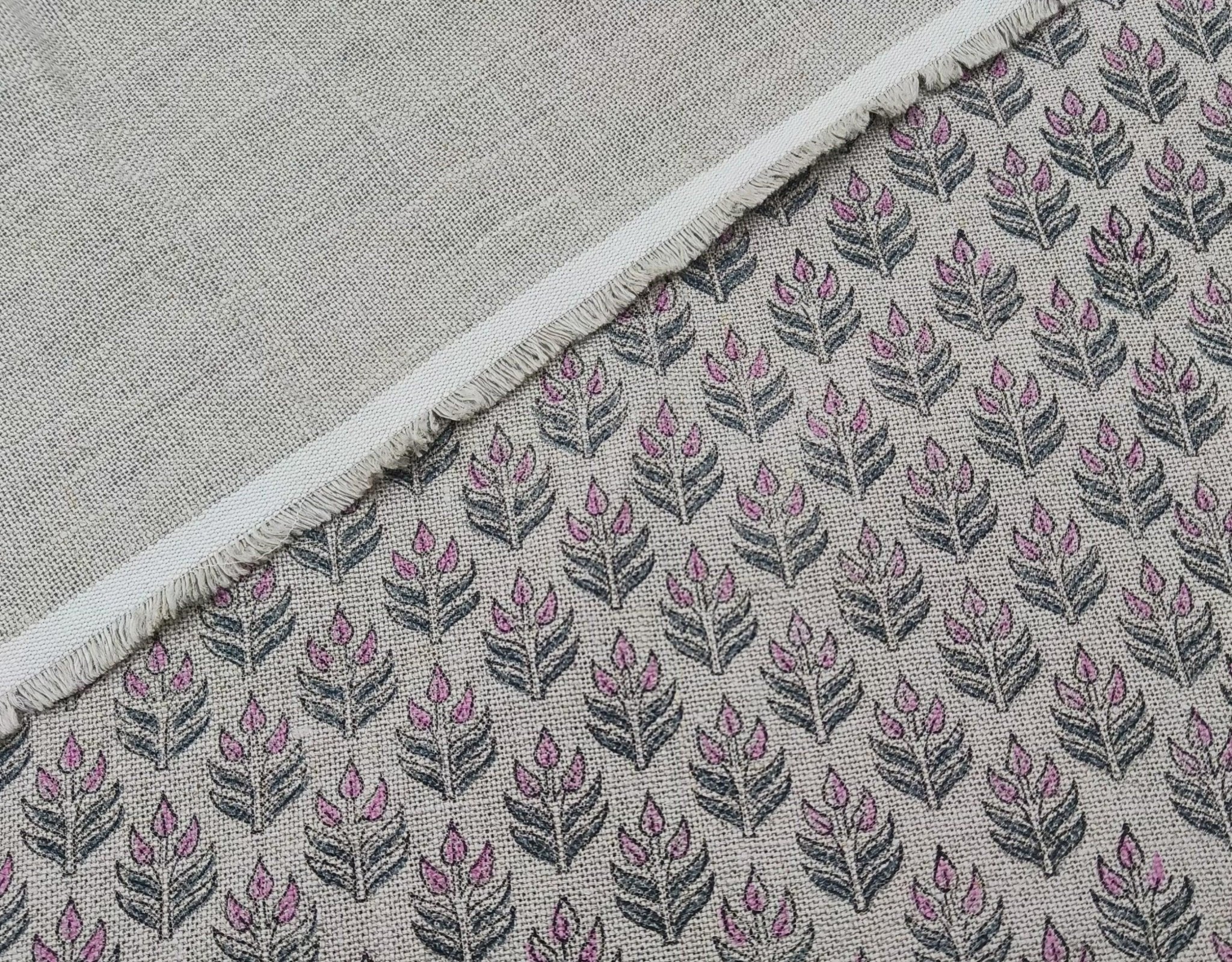 Alia Pink Home Decor Linen,Block Print Fabric,58"Linen By The Yard,Thick 360 Gsm Linen Perfect For Cushion Cover,Upholstery, Curtains