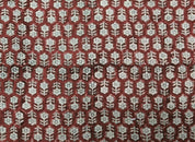 Block Print Linen Fabric, Tulsi Booti Reddish Brown Floral Block Print Linen Fabric, Fabric By The Yard, Pillow Cushion Upholster Home Decor Fabric