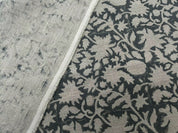 Block Print Linen Fabric, Manikarnika  Dark Rock Garden Green Floral Block Print Linen Fabric, Cushion Pillow Upholstery Fabric, Home Decor