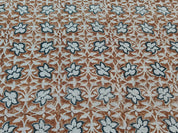 Chudamani Brown Color Fabric,Green Color Fabric, Floral Block Print Linen Fabric,Cushion Cover Fabric Pillow Cover Fabric, Upholstery