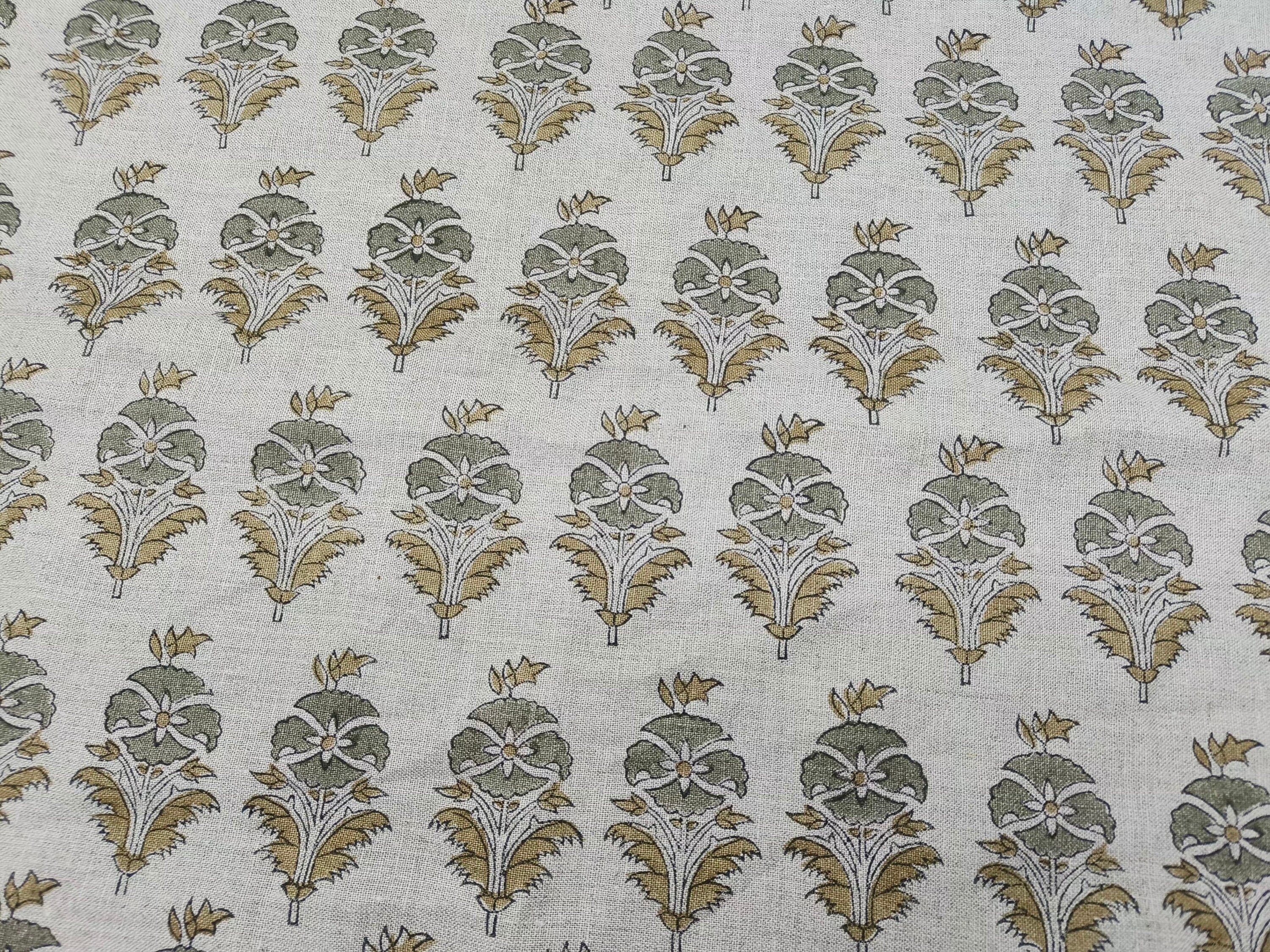 Linen Fabric, Mor Mukut, Block Print, Fabric By Yard, Indian Handloom Fabric, Home Décor