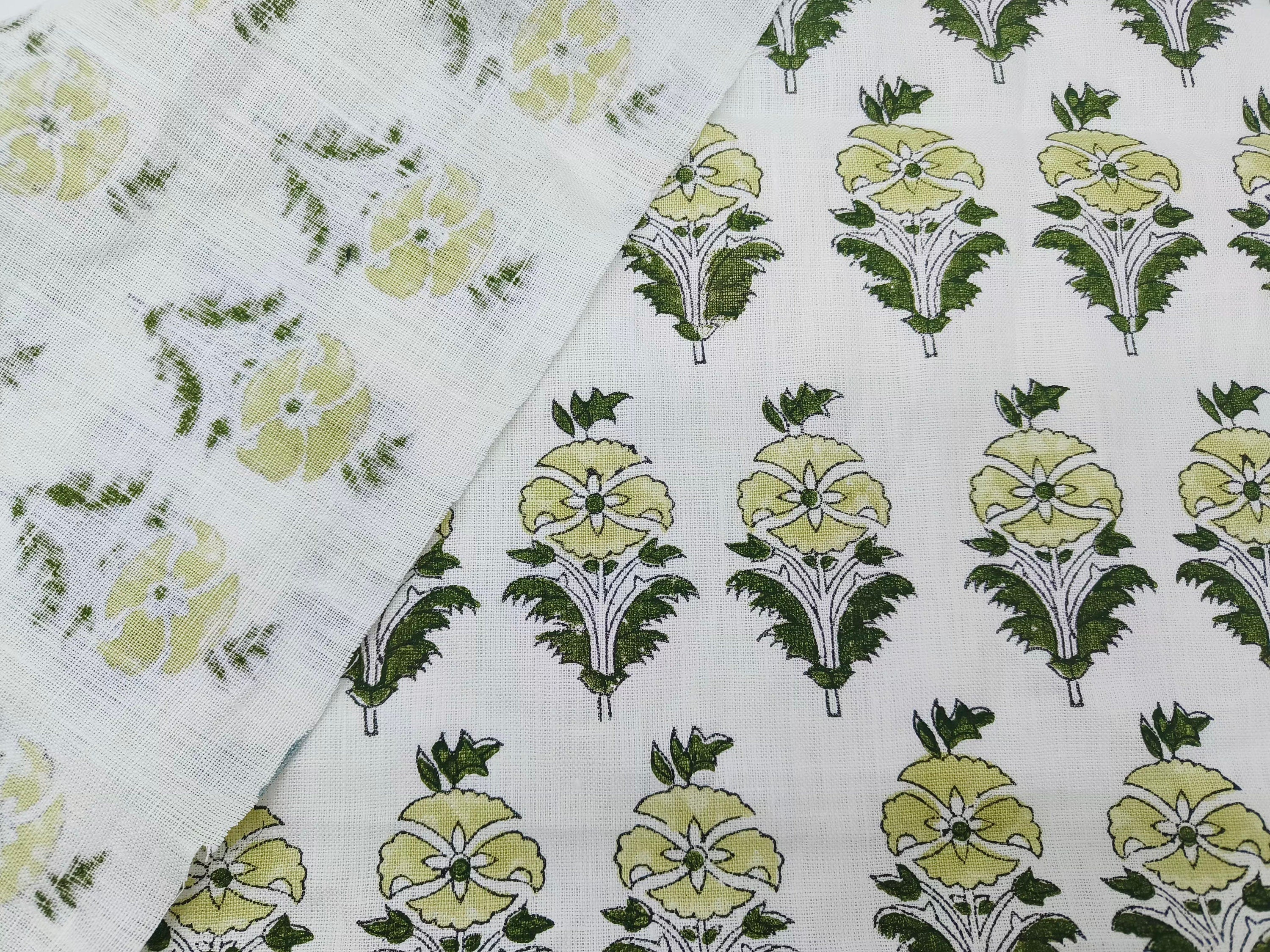 Linen Fabric, Mor Mukut, Block Print, Fabric By Yard, Indian Handloom Fabric, Home Décor