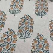 Block Print Linen Fabric, Virat  Brown Gray Floral Block Print Linen Fabric, Cushion Pillow Fabric, Upholstery Home Decor Boho Fabric, Hand Block