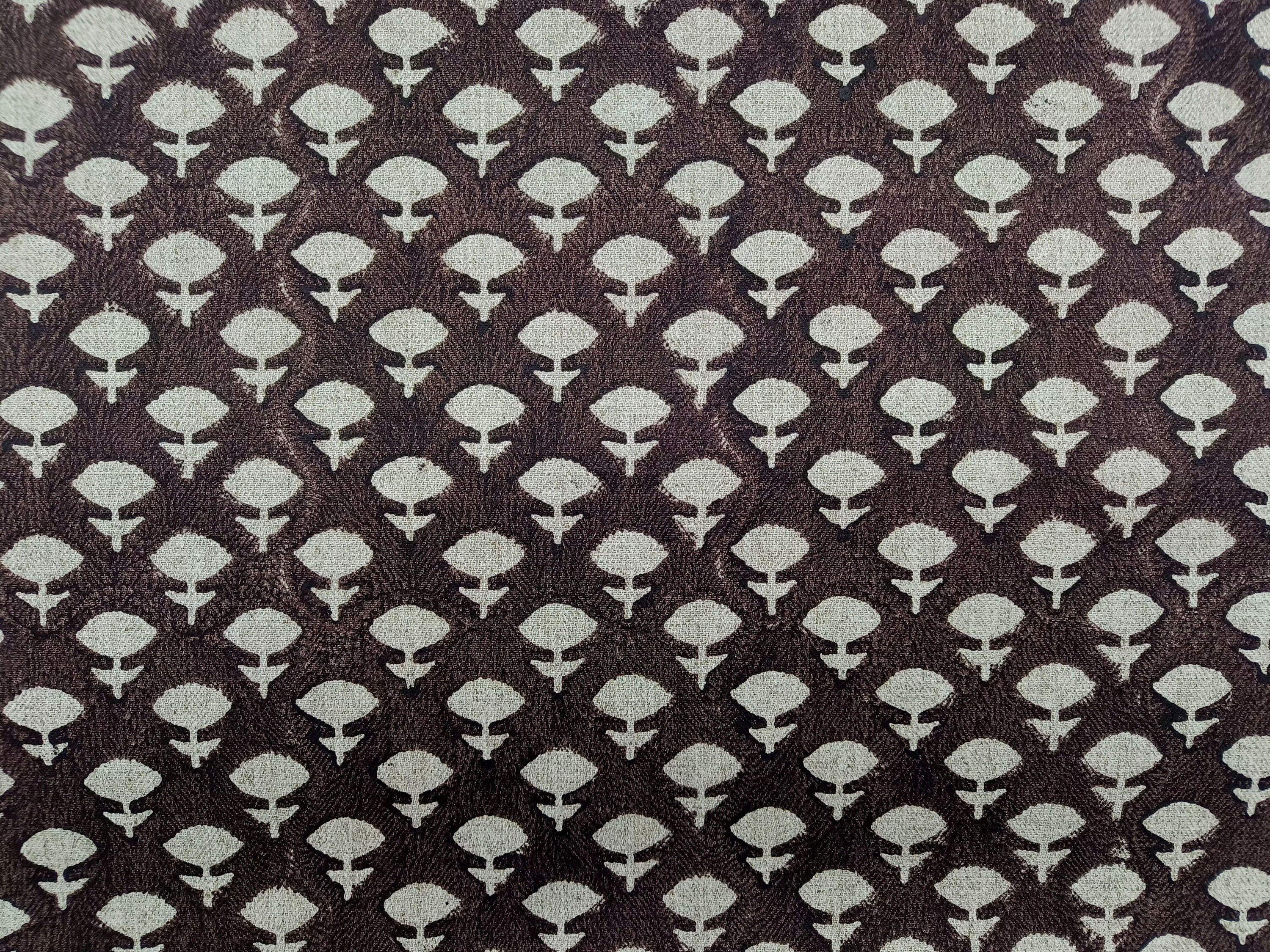 Jadi Buti Upholstery Block Print Linen Floral Fabric, Sofa Chair Upholstery, Outdoor Farmhouse Fabric, Modern Home Decor