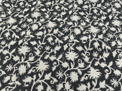 Block Print Linen Fabric, Zelly Fish Black  Hand Block Print Duck Canvas Linen  Heavy Weight Linen Fabric  Upholstery Fabric  Fabric By The Yard