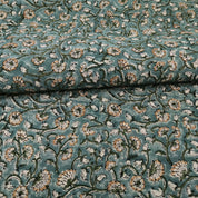Himachal Dark  Floral Block Print Linen Fabric, Also Cotton By The Yard Fabric, Cushion Pillow Upholstery Fabric, Home Decor