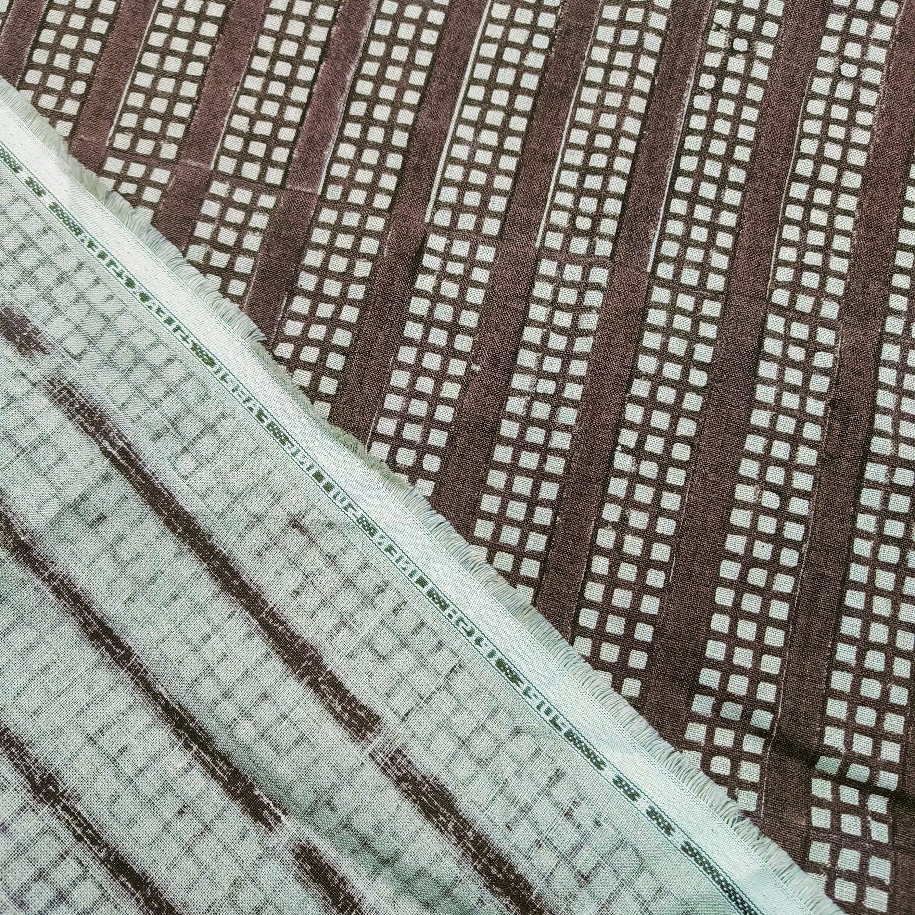 Block Print Linen Fabric, Rubik'S Cube  Chocolate Brown Geometric Block Print Linen Fabric, Also On Cotton Fabric By The Yard, Modern Home Decor  Fabric