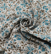 Block Print Linen Fabric, Neera Bel  Natural Thick Linen Fabric  Block Print Art  Floral Hand Block Print  Upholstery Fabric, Block Print Curtains,