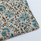 Block Print Linen Fabric, Neera Bel  Natural Thick Linen Fabric  Block Print Art  Floral Hand Block Print  Upholstery Fabric, Block Print Curtains,