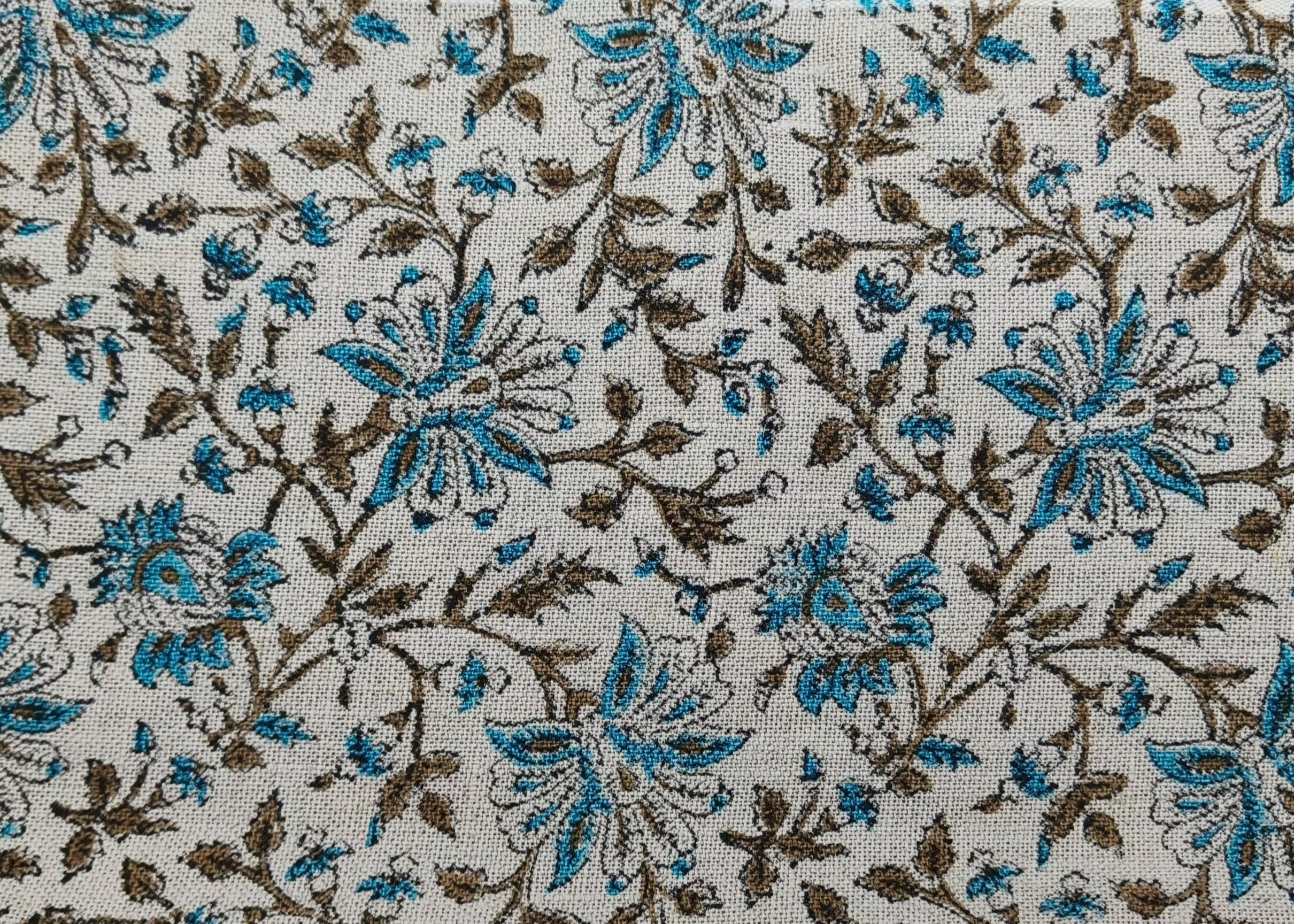 Block Print Linen Fabric, Neera Bel  Natural Thick Linen Fabric  Block Print Art  Floral Hand Block Print  Upholstery Fabric, Block Print Curtains,