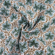 Block Print Linen Fabric, Pushp Samhita  A Blue Floral Hand Block Print Linen Fabric, Best Fabric For Cushion, Fabric For Pillow, Upholstery Fabric, Blue Home Decor