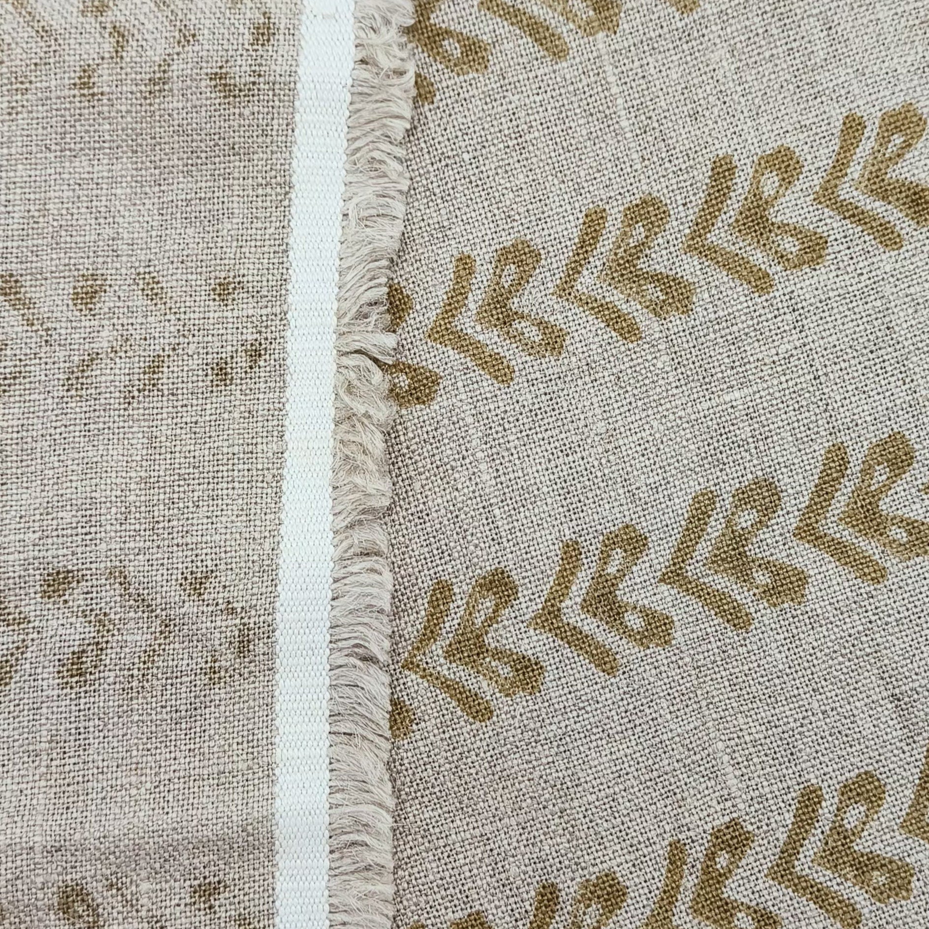 Block Print Linen Fabric, Tribal Arrow  Linen Running Fabric Mustard Color Thick Linen, Geometrical Designs, Upholstery Fabric Pure Linen Decorative Cushion Fabric
