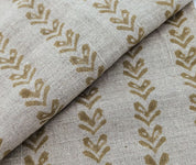 Block Print Linen Fabric, Tribal Arrow  Linen Running Fabric Mustard Color Thick Linen, Geometrical Designs, Upholstery Fabric Pure Linen Decorative Cushion Fabric