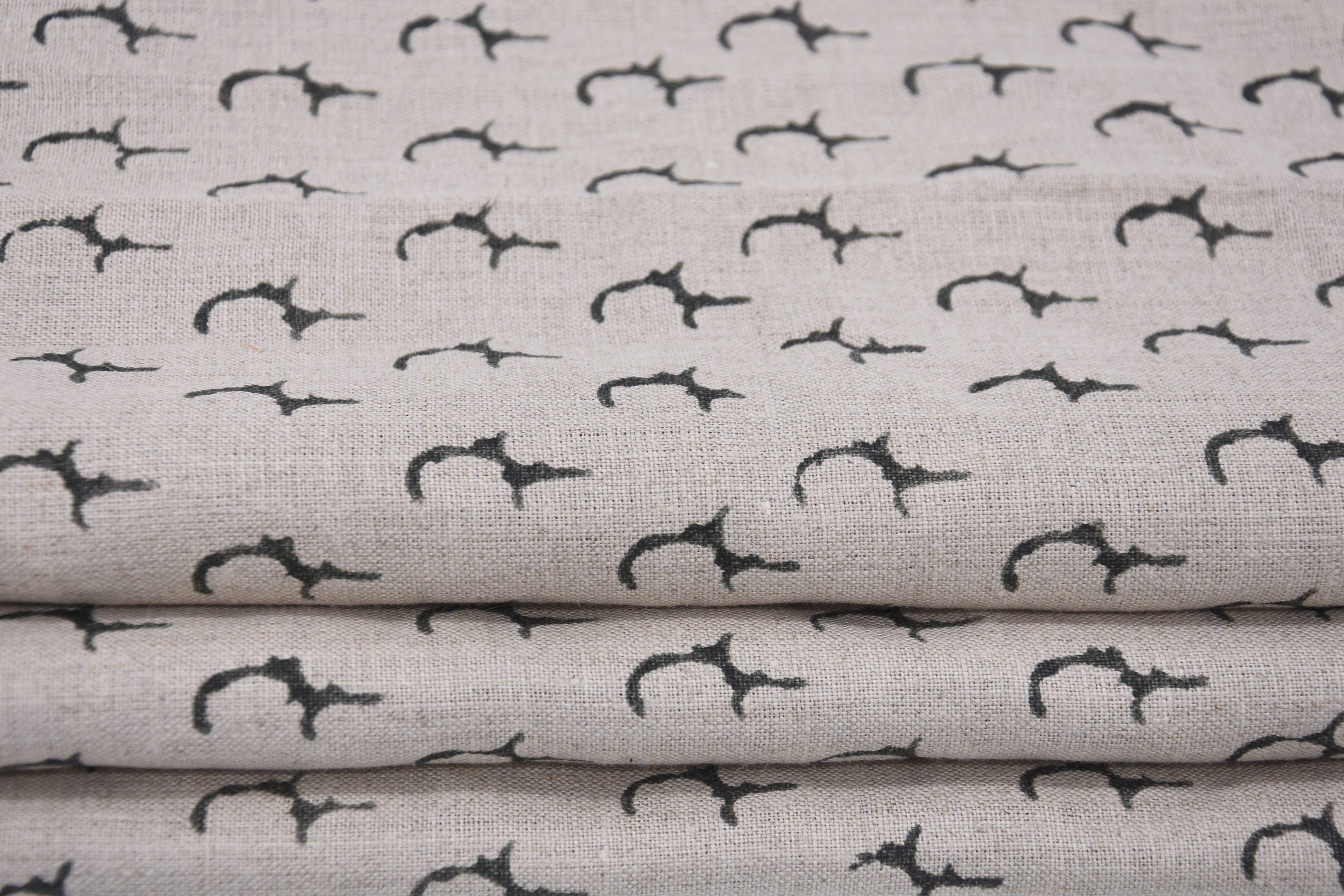 Pure Linen, fabric by the yard, Indian Fabric, hand stamped, linen textile, sewing fabric, block print fabric