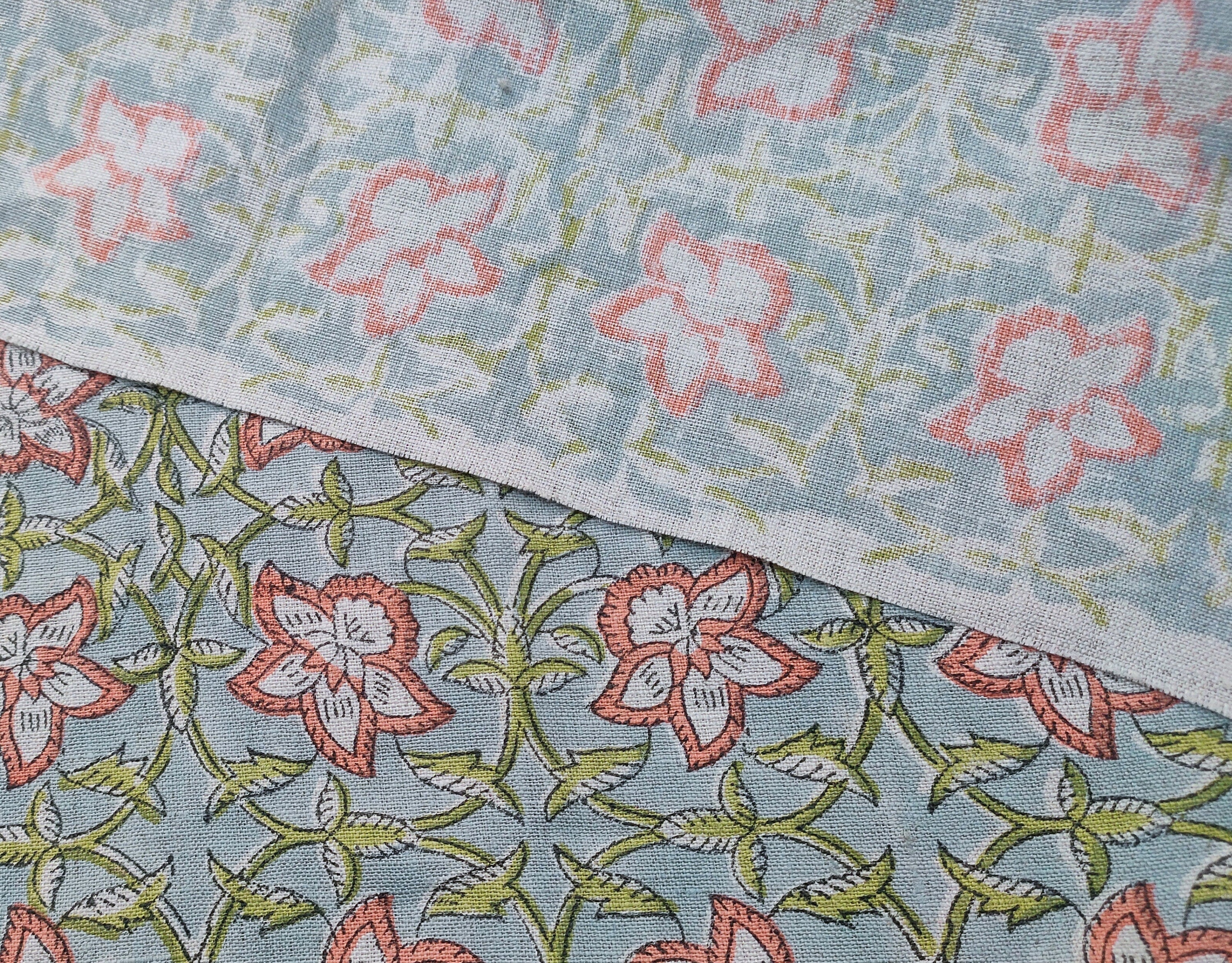 CHUDAMANI, block print linen fabric, Indian print, fabric by yard, sewing fabric, pure linen, floral fabric linen fabric