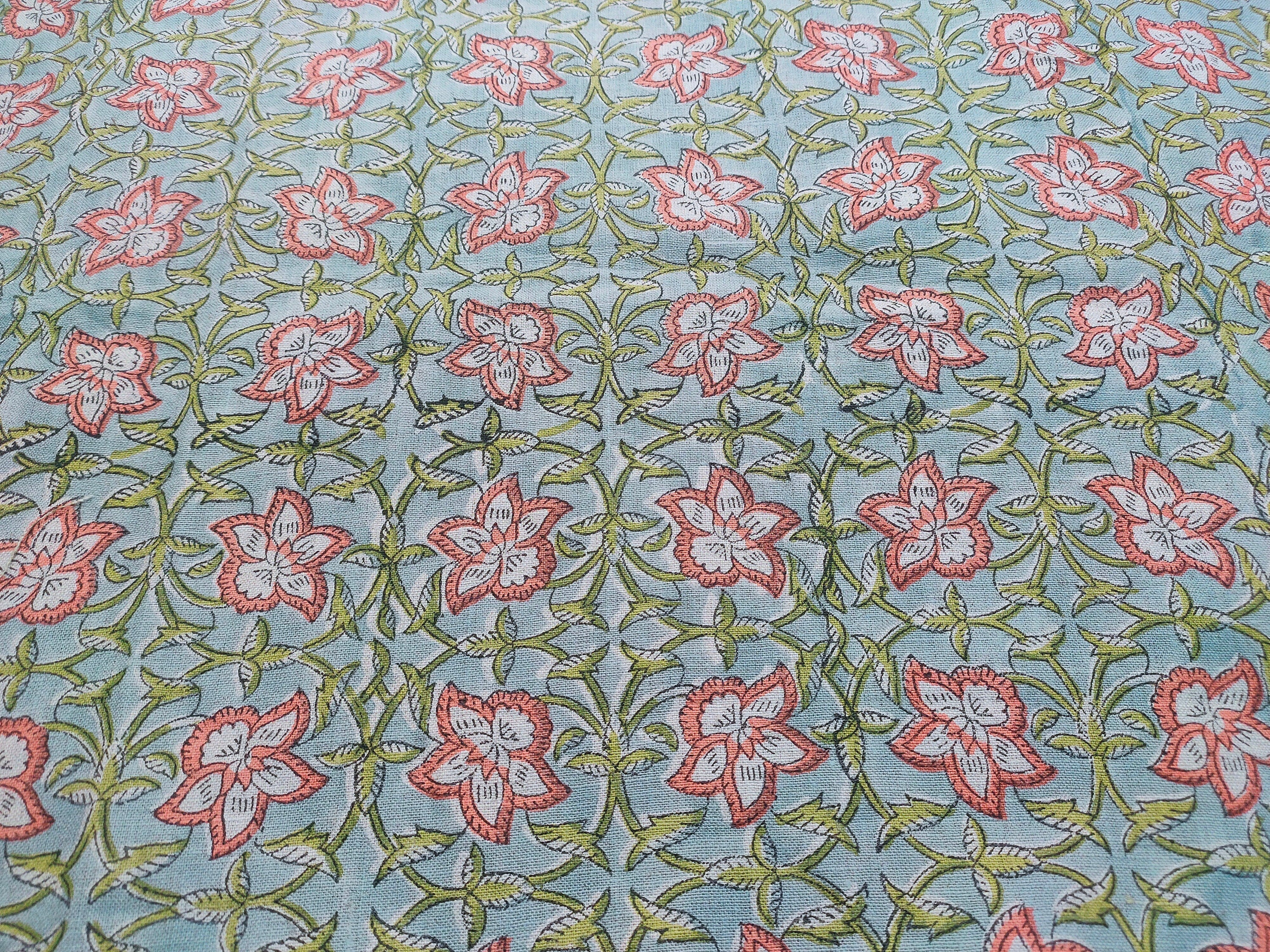 CHUDAMANI, block print linen fabric, Indian print, fabric by yard, sewing fabric, pure linen, floral fabric linen fabric