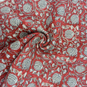 Thick Linen, block print fabric, floral fabric, floral pattern, home décor, Indian fabric, Chair Fabri - 6 Kamal Red