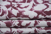 Block print Thick linen fabric, hand stamped, floral pattern, linen textile, Organic Linen, Hand Made Print- Sulit Red