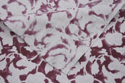 Block print Thick linen fabric, hand stamped, floral pattern, linen textile, Organic Linen, Hand Made Print- Sulit Red