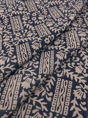 Pure Linen 58" wide, Hand Block Print, luxury Linen fabric, upholstery indian fabric, handloom cushion  - Mumtaj Blue