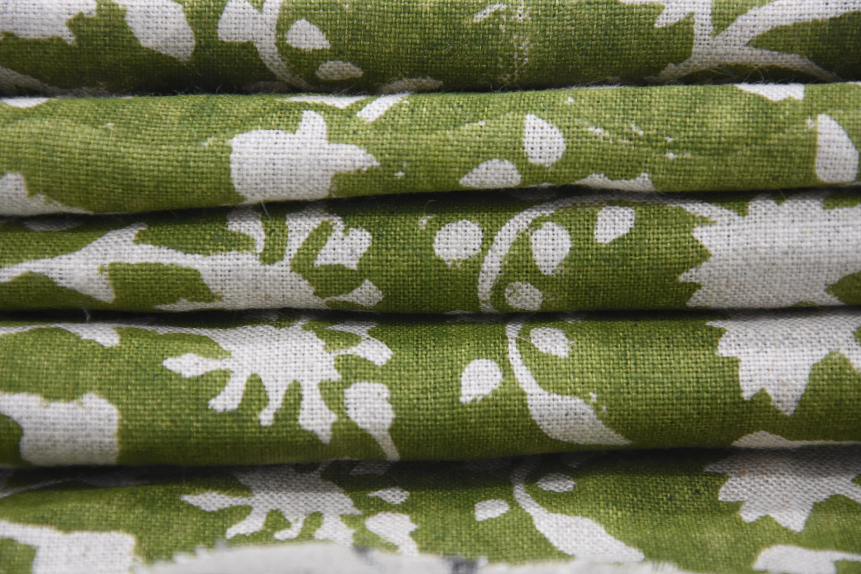 Block Print Pure Linen 58" Wide, Handloom Indian fabric , floral pillow print, upholstery, linen by yard - Firoza Green