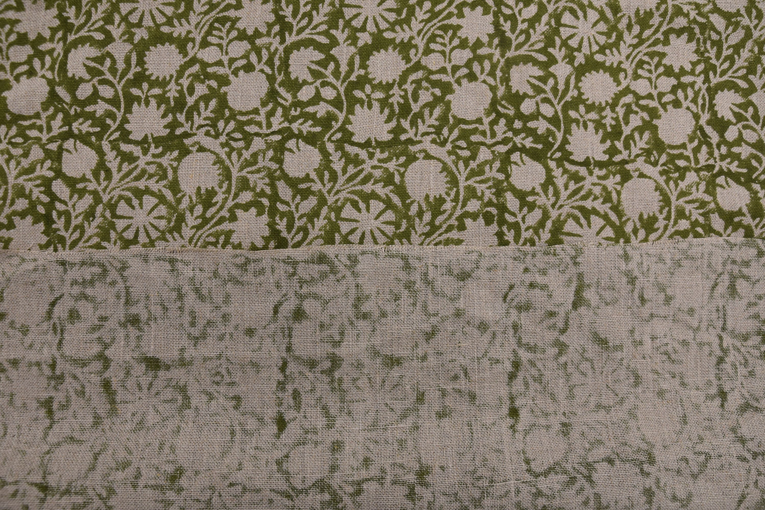 Thick Linen 58" Wide, hand block print, Indian Craft Fabric, Home Decor, Linen Napkins, Organic Linen - Chakri
