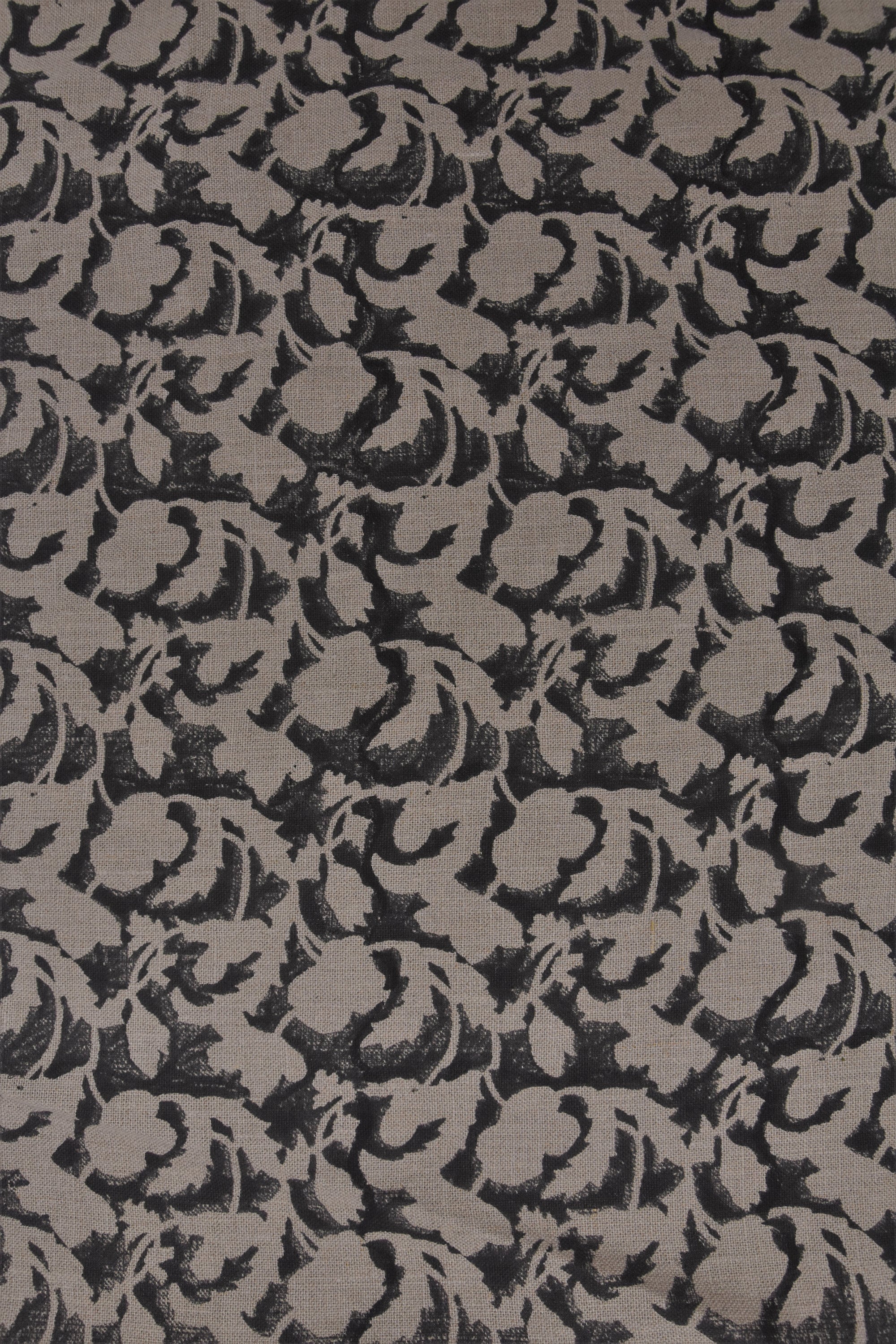 Thick Linen 58" Wide, hand block print, indian fabric, Linen Napkins, pillow cover, upholstery, boho fabric - Sulit Black