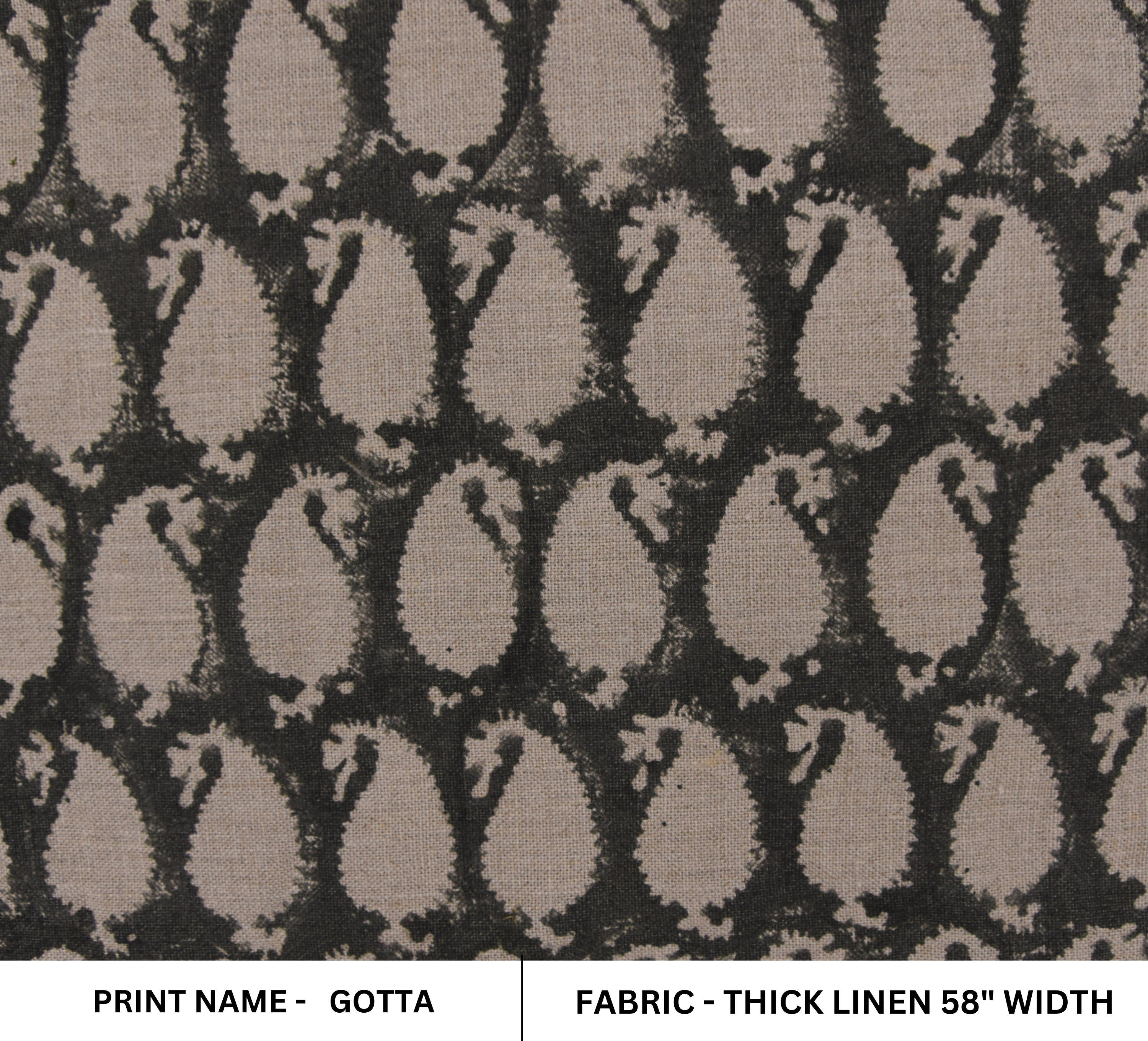 Block Print  Thick Linen 58" Wide, fabric by the yard, Indian print, handloom Pillow Curtains Linen By The Yard - Gotta