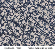 Pure Linen 58" wide, floral fabric, for home décor, Indian fabric, printed fabric, Sewing Fabric, hand stamped - Firoza