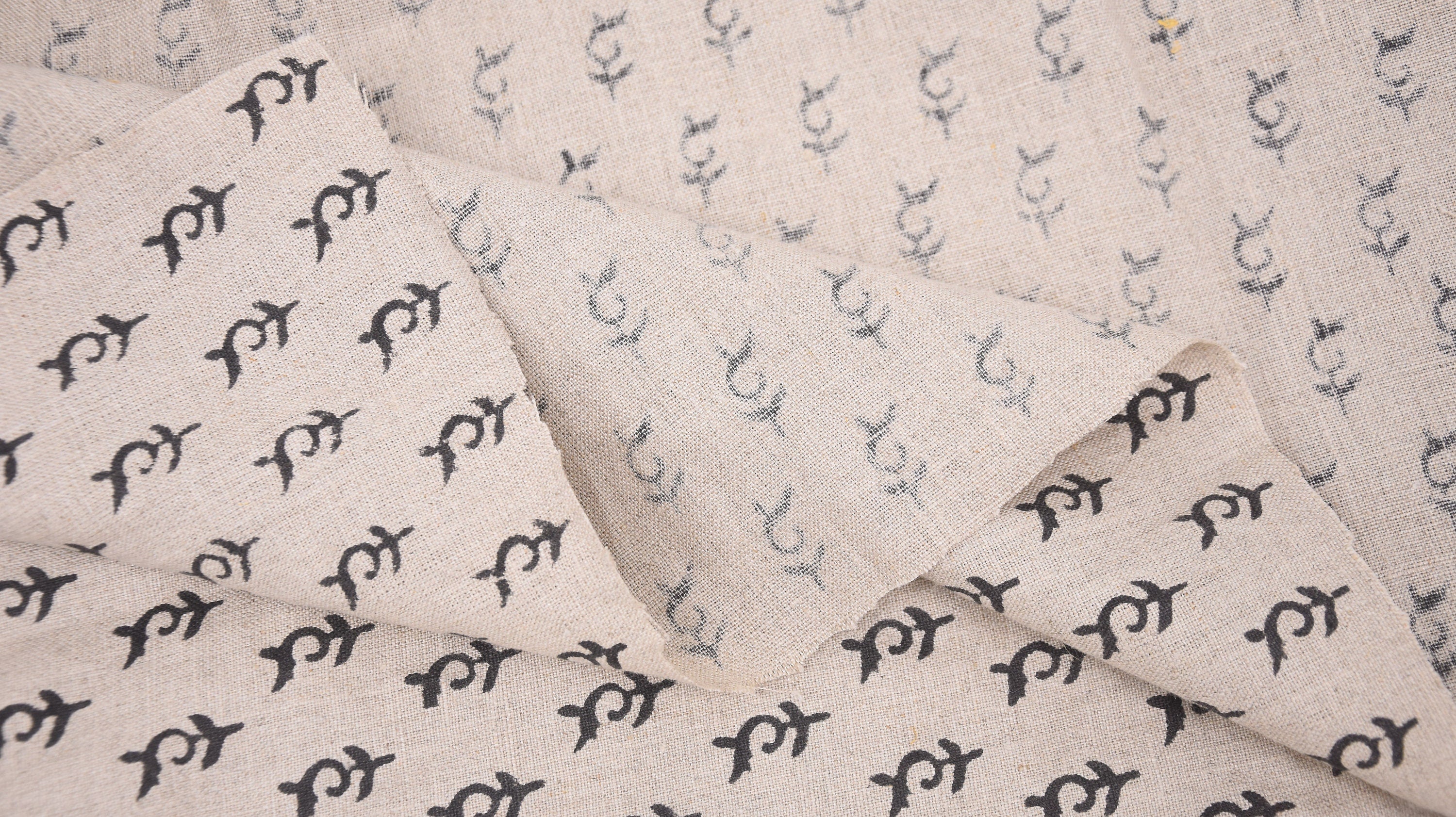 Pure Linen, Linen by yard, Hand Block Print, Indian Fabric, Chair Fabric, Fabric For Sewing, home décor, Linen - Trimab