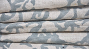 Pure Linen 58"Wide, block print fabric, upholstery, Modern fabric, Linen by yard, Handloom Linen, Fabric and Notions- Zircon