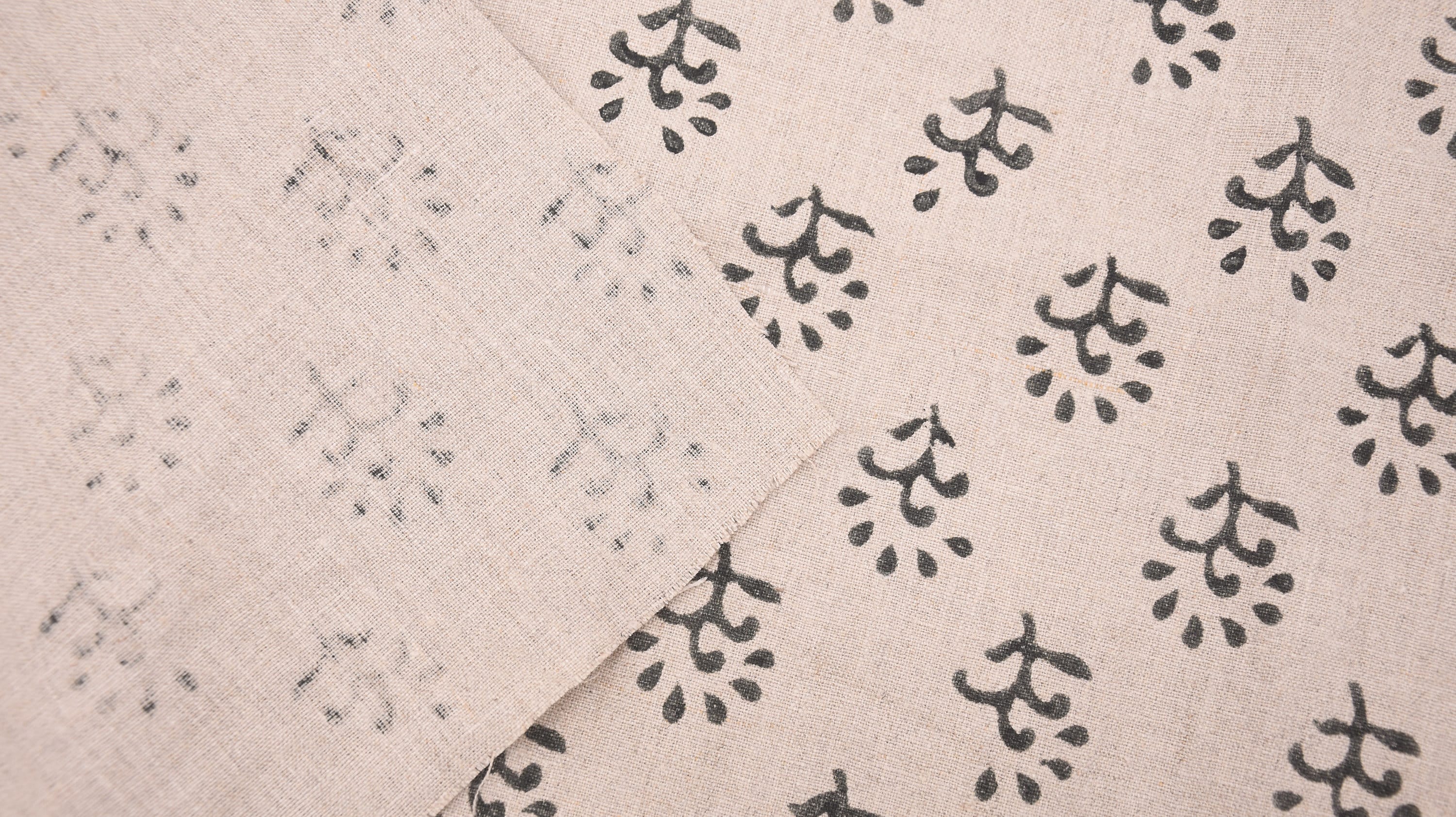 Block Print Pure Linen 58" Wide handloom, Indian Upholstery Fabric, pillow cover, Curtain Linen By The Yard - Shivri