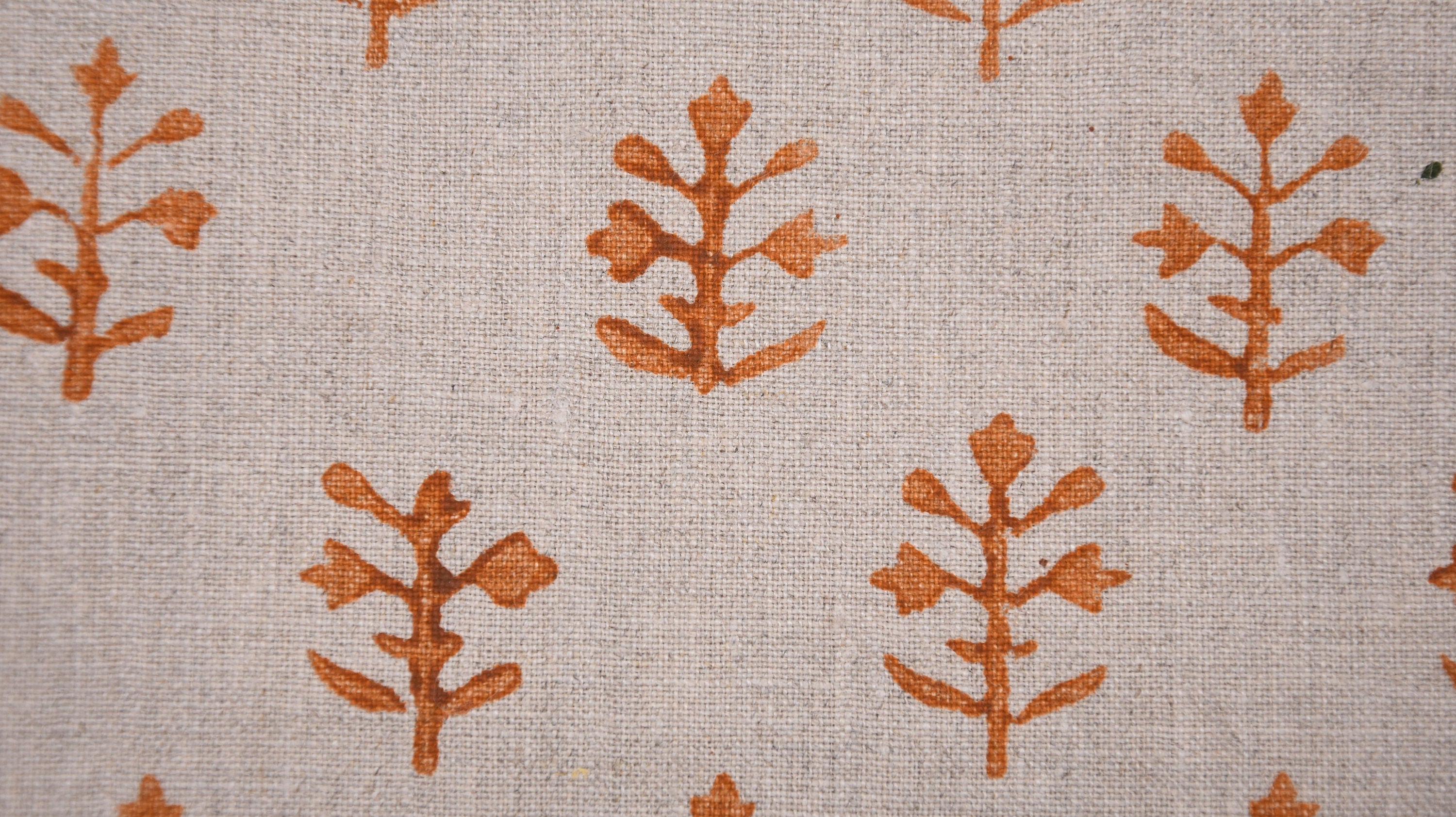 Block Print Pure Linen 58" Wide, Indian Upholstery Fabric, pillow cover fabric, Curtain Linen By The Yard - Tula Orange