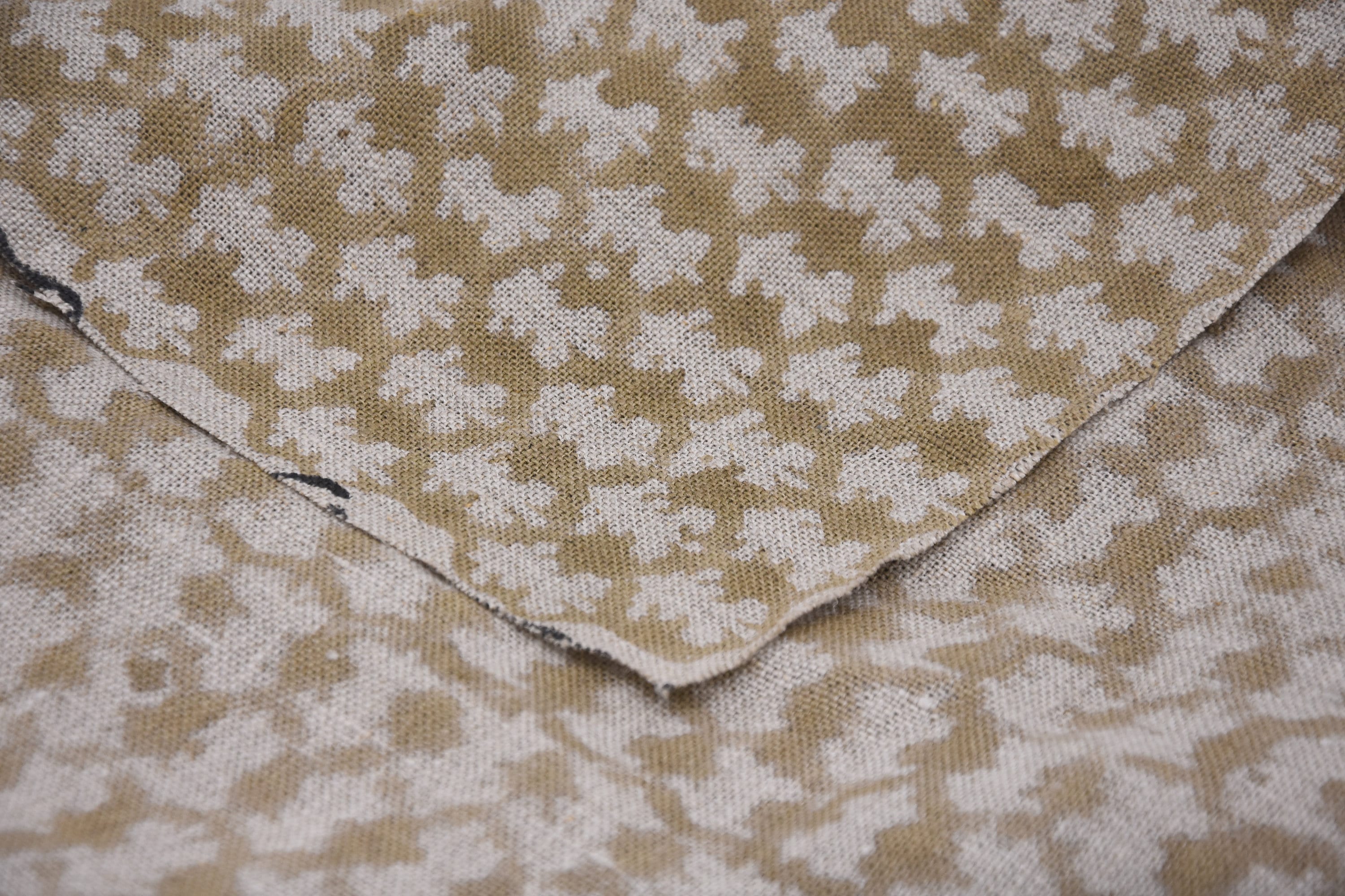 Thick Linen 58" Wide, Block Print fabric, by the yard, Indian print, handloom pillow curtains upholstery - Traz Mustard