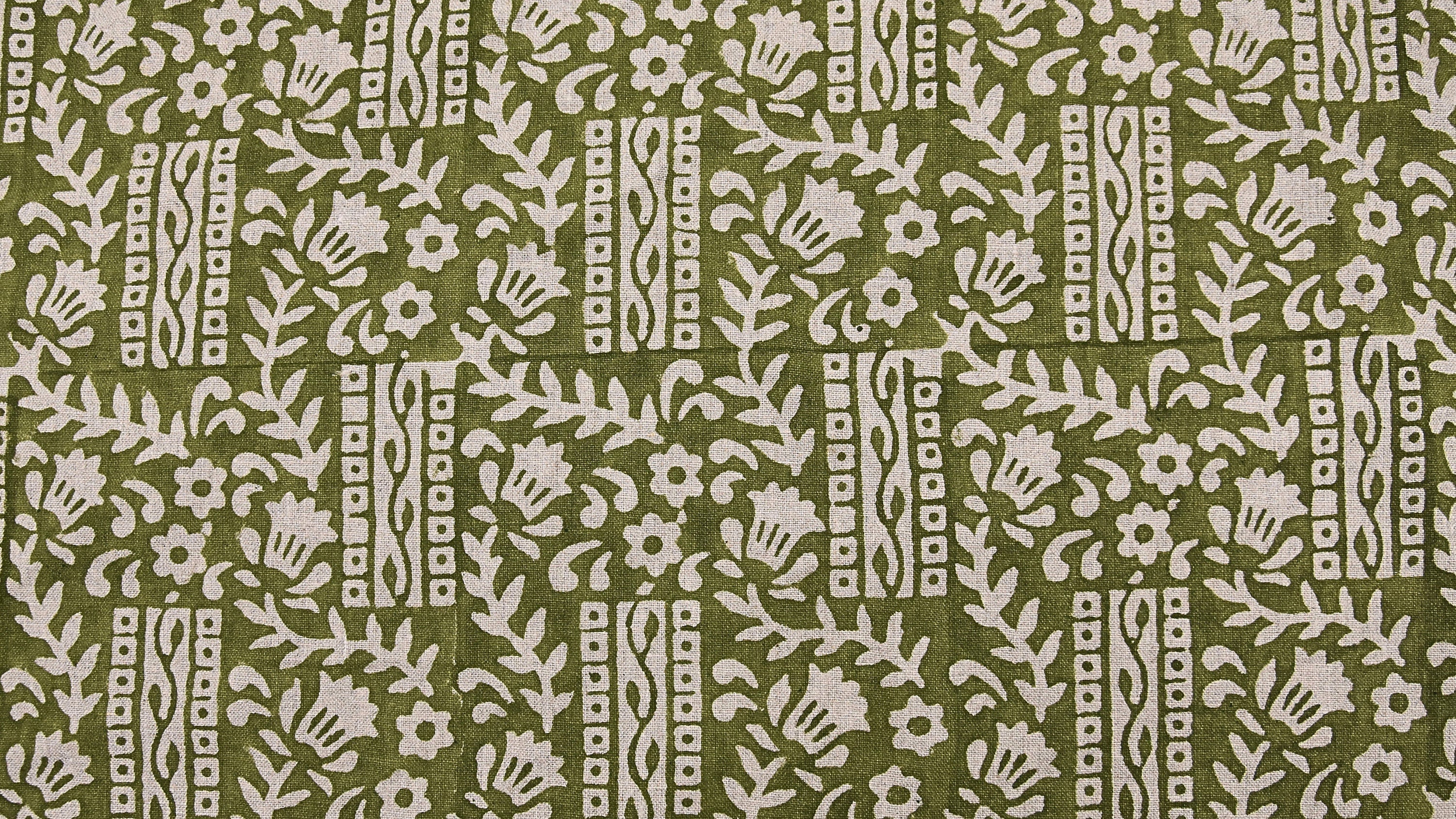 Block Print Pure Linen 58" Wide, luxury fabric Linen, Indian home decor, floral pattern, Organic Linen - Mumtaj, green