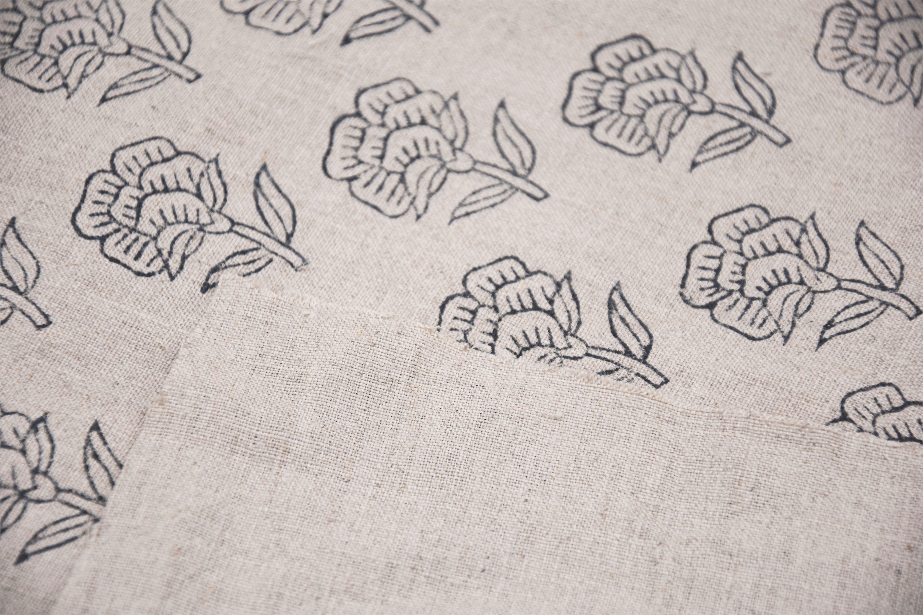 Block Print Pure Linen 58" Wide, Indian fabric, Floral Print Upholstery Fabric, pillow cover, fabric by yard - Rohini