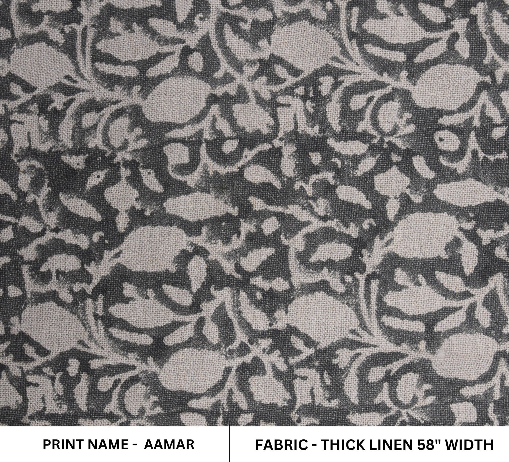 Hand Block Print, Thick Linen 58" Wide, floral fabric, Leaf Print, linen curtains, Home Decor, Indian Fabric - Aamar