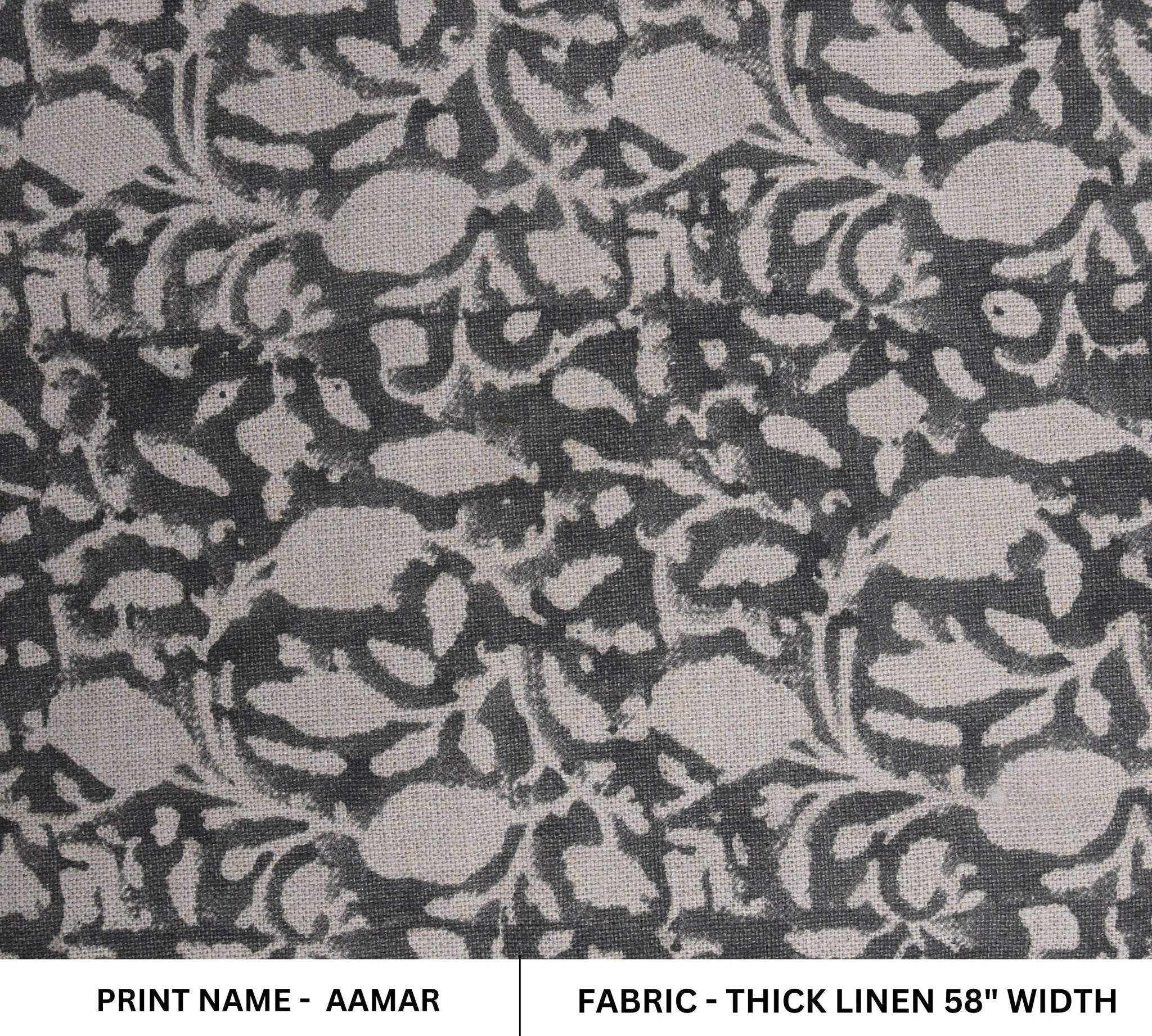 Hand Block Print, Thick Linen 58" Wide, floral fabric, Leaf Print, linen curtains, Home Decor, Indian Fabric - Aamar