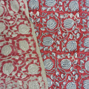 Thick Linen, block print fabric, floral fabric, floral pattern, home décor, Indian fabric, Chair Fabri - 6 Kamal Red