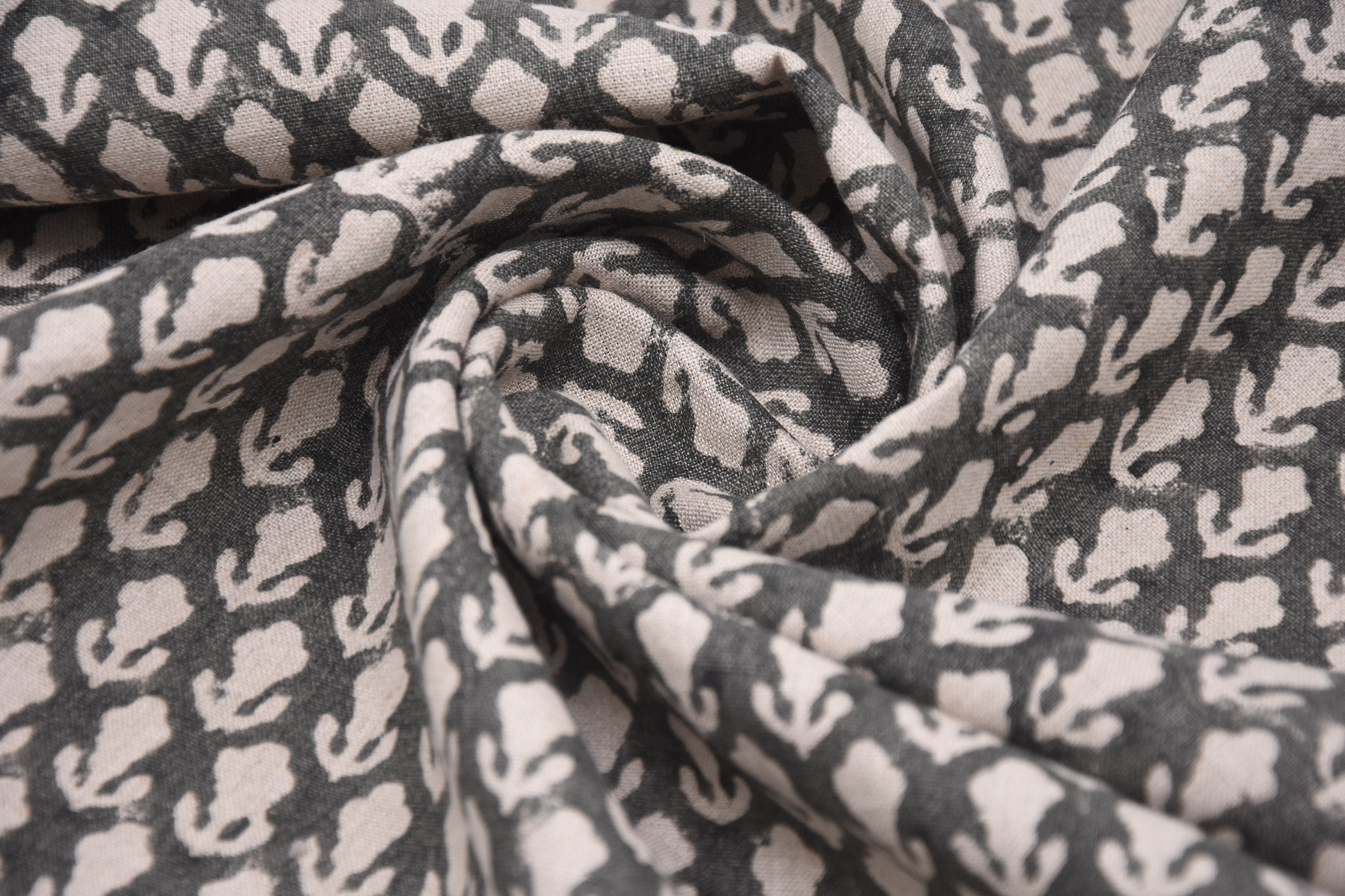 Pure Linen 58" Wide Hand Block Print, Indian Fabric, floral fabric, Linen by yard, upholstery, Pillow Covers - Kritagya