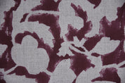Block print Thick linen fabric, hand stamped, floral pattern, linen textile, Organic Linen, Hand Made Print- Sulit Red