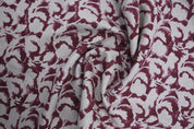 Block print Thick linen fabric, hand stamped, floral pattern, linen textile, Organic Linen, Hand Made Print- Sulit Red