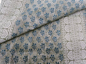Linen block print fabric , handloom linen 58" wide fabric by the yard, Indian hand block, curtain pillow - RANGOLI ART