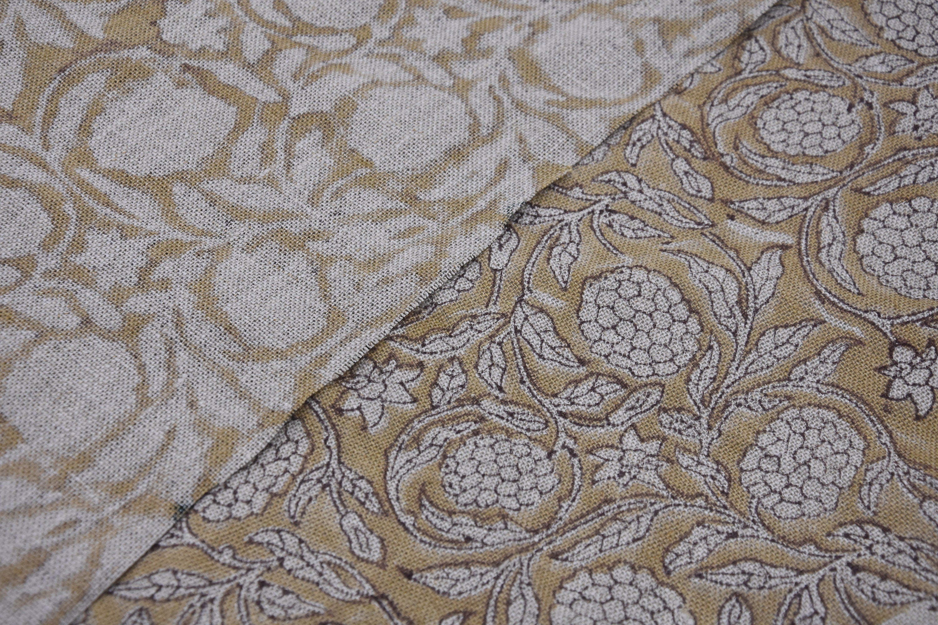 Block Printed Thick Linen 58" Wide, Indian Cushion Cover, Throw Pillow, Floral Print, Earthy, Table Printed Cover - Meraki