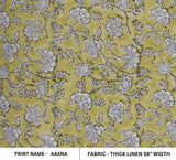 Handmade Blockprint Thick Linen Fabric  AASNA